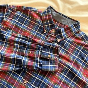 Izod Button Up Shirt Mens XL Green Black Blue Red Plaid Heritage Tartan